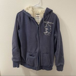 Disney full zip hoodie fur lining blue XL